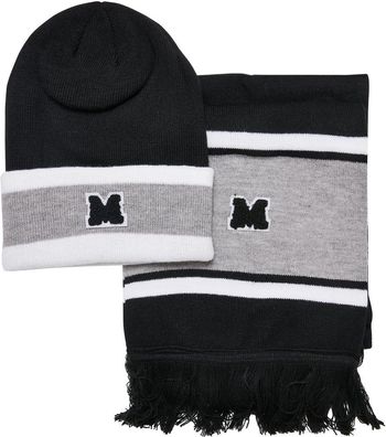 Urban Classics Mütze College Team Package Beanie And Scarf Black/Heathergrey/White