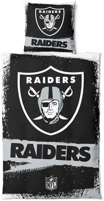 Las Vegas Raiders Bettwäsche-Set RAW American Football NFL Schwarz-135x200 + 80x