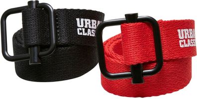 Urban Classics Jungen Gürtel Industrial Canvas Belt Kids 2-Pack Black/Red