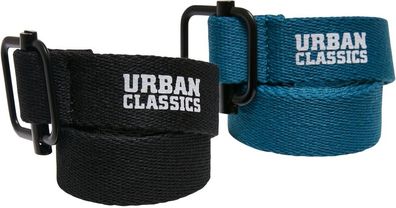 Urban Classics Jungen Gürtel Industrial Canvas Belt Kids 2-Pack Black/Green