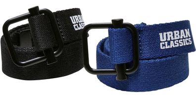 Urban Classics Jungen Gürtel Industrial Canvas Belt Kids 2-Pack Black/Blue