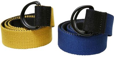 Urban Classics Jungen Gürtel Easy D-Ring Belt Kids 2-Pack Black/Royal+Black/Yellow