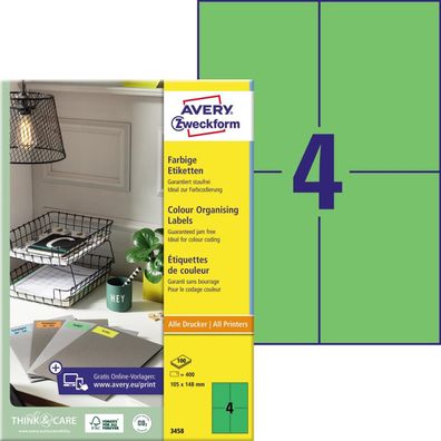 AVERY Zweckform Universal-Etiketten, 105 x 148 mm, gr?n