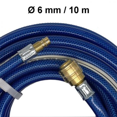 Garditech PVC Druckluftschlauch Garnitur DGS Schnellkupplung Ø 6 mm 10 Meter