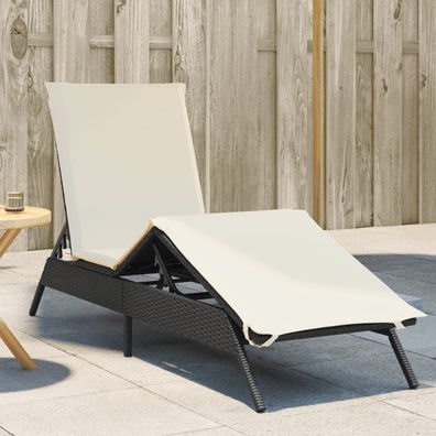 vidaXL Sonnenliege mit Auflage Schwarz Poly-Rattan