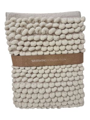 Westwing Badvorleger Badematte BRADY Schlingen Design Offwhite Beige 50x70cm