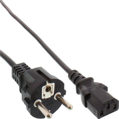 InLine® 16651C Netzkabel, Schutzkontakt gerade auf Kaltgerätestecker C13, 5m, schwarz