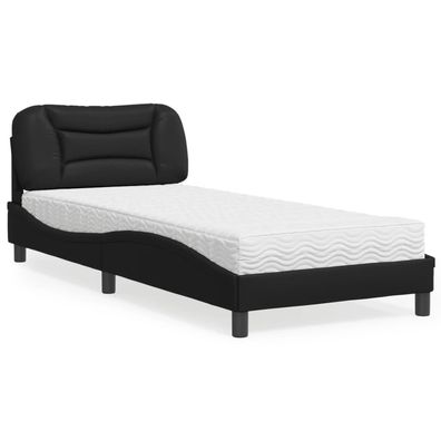 vidaXL Bett mit Matratze Schwarz 80x200 cm Kunstleder