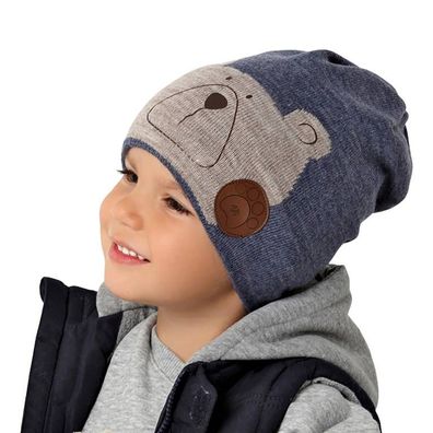 Jungen Wintermütze Beanie Kindermütze Bärenmotiv