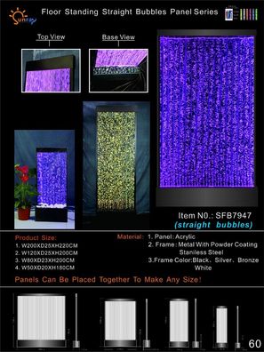 Wandpaneel Led Wasserwand Wasser Wände Wasser Blasen Wand Waterwall 50X180Cm Neu