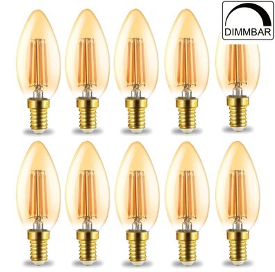 LED Leuchtmittel E14 Filament Kerze bernstein C35 4W dimmbar 400 Lumen warmweiß