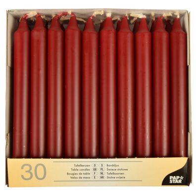 Papstar Tafelkerzen bordeaux 21 x 196 mm 30 Stück