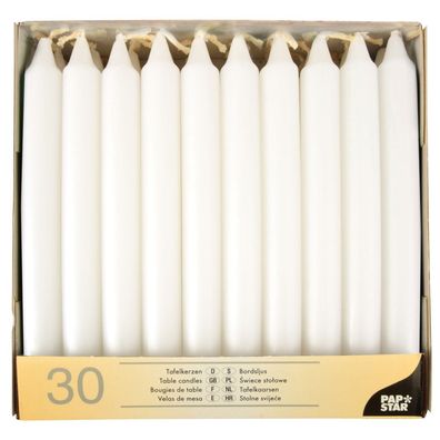 Papstar Tafelkerzen weiss 21 x 196 mm 30 Stück