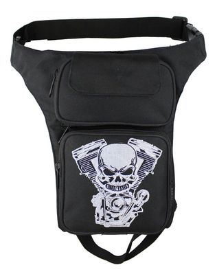 Motorrad & Biker Textil Beintasche Polyester Skull Freizeit Tasche Moto Schwarz