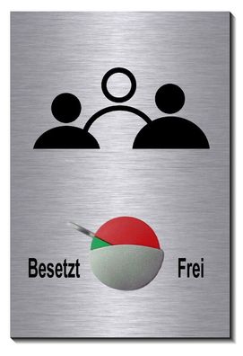 Frei/Besetzt-Aluminium-Edelstahloptik-Schild-150 x 100 mm-Türschild-Büroschild