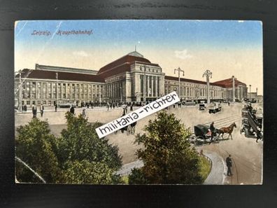 AK Ansichtskarte Leipzig Hauptbahnhof Feldpost 1917 1. WK gelaufen