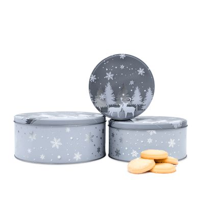 Metall Gebäck Dose 3er Set - WINTER - Vorrats Keks Plätzchen Geschenk Behälter