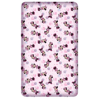 Minnie Mouse Spannbettlaken Flower Pink Rosa 90/100 x 190/200 cm