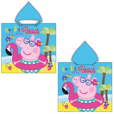 Peppa Wutz Pig Kinder Kapuzen Bade-Poncho Beach 60x120 cm