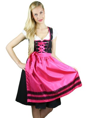 Dirndl 5333 schwarz pink 60er 32 Fuchs Trachtenmoden