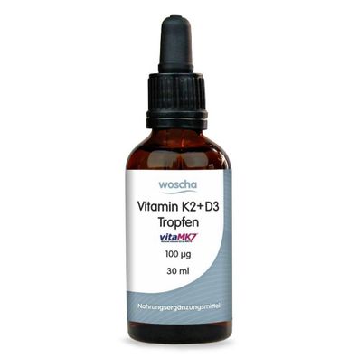 Vitamin K2 + D3 Tropfen, 30 ml - Woscha by Podomedi