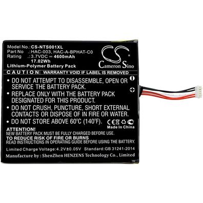 Ersatzakku - CS-NTS001XL - Nintendo HAC-S-JP/EU-C0 / HAC-003 - 3,7 Volt 4600mAh