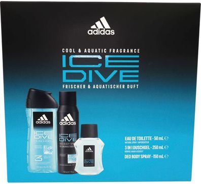 Adidas Geschenk-Set EdT 50 ml + Deo 150 ml + Dusch 250 ml Ice Dive