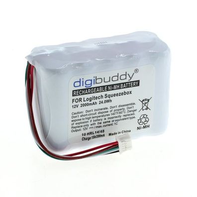 digibuddy - Ersatzakku kompatibel zu Logitech Squeezebox - 12 Volt 2000mAh NiMH