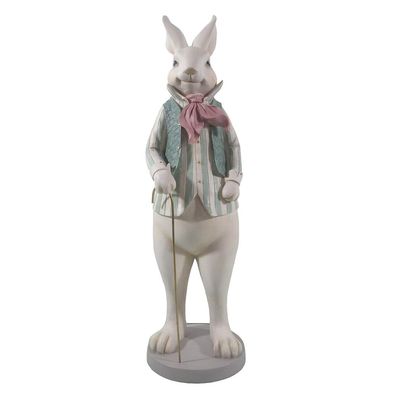 Clayre & Eef Figur Kaninchen 17x15x53 cm Weiß Grün Polyresin (Gr. 17x15x53 cm)