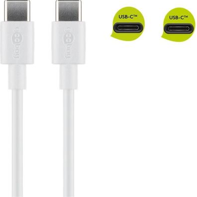 Goobay USB-C™ Lade- und Synchronisationskabel, 1 m, Weiß - für Geräte mit USB-C™