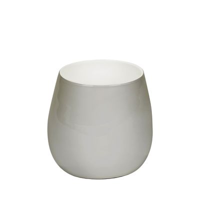 Lambert Pisano Vase mittel Überfangglass , platin H24 cm D 25 cm 16955