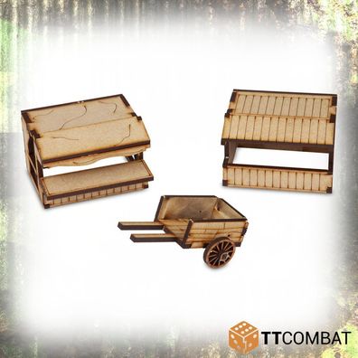 WAR039 TTCombat - World War - Village Market Stalls (25mm) (Terrain, Gelände)