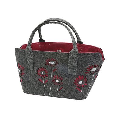 Gilde Shopping Tasche "Gerbera" Sortiert / hellgrau/dunkelgrau, 2 lagig innen