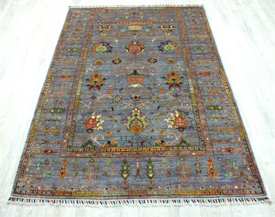 Teppich Orient Ziegler Khorjin 170x240 cm 100% Wolle Handgeknüpft Tapis grau