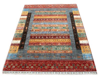 Teppich Orient Ziegler Khorjin 170x230 cm 100% Wolle Handgeknüpft grau rot