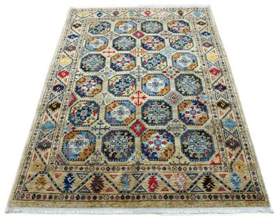 Teppich Orient Ziegler Khorjin 170x250 cm 100% Wolle Handgeknüpft blau beige