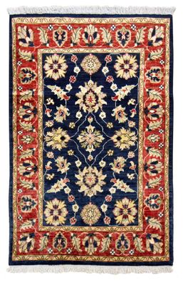 Teppich Orient Ziegler Ariana Khorjin 100x150 cm 100% Wolle Handgeknüpft blau