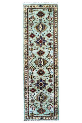 Teppich Orient Ziegler Khorjin Läufer 80x300 cm 100% Wolle Handgeknüpft grau