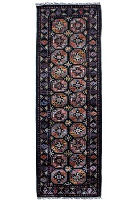 Teppich Orient Ziegler Ariana Läufer 84x295 cm 100% Wolle Handgeknüpft schwarz