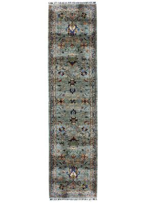 Teppich Orient Ziegler Ariana Läufer 84x300 cm 100% Wolle Handgeknüpft grau