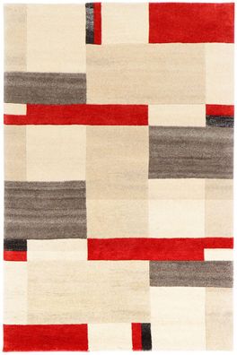 Teppich Nepal sharda Pachwork Handgeknüpft 120x180 cm 100% Wolle braun beige rot