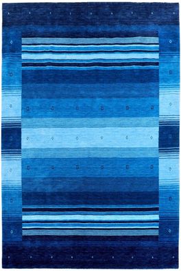 Teppich Gabbeh Loom 200x300 cm Handgewebt Carpet Rug Tapijt 100% Wolle blau