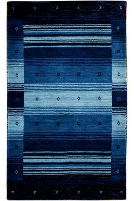 Teppich Gabbeh Loom 70x140 cm Handgewebt Carpet Rug Tapijt 100% Wolle blau