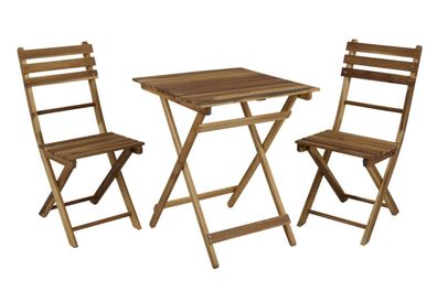 Garten-Set Bruton aus Akazienholz, Natur Stuhl: 38x86 cm (BxH) / Tisch: 60x60x73 cm