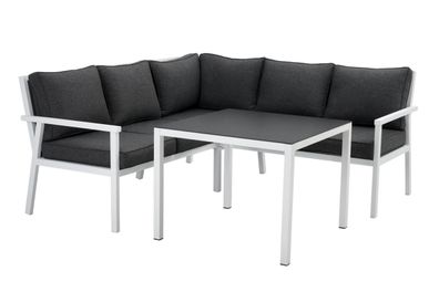 Garten-Set Rana No.2, Weiß Sofa: 195x195/78x92 cm / Tisch: 85x85x65 cm