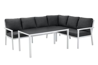 Garten-Set Rana No.7, Weiß Sofa: 195x252/78x92 cm / Tisch: 137x77x65 cm