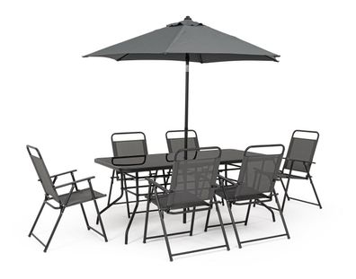 Garten-Set Pompei aus Metall, Anthrazit Tisch: 170x85x70 cm / Stéhle: 63x57x87 cm / S