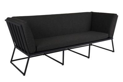 Gartensofa Vence mit Kissen 3-Sitzer, Schwarz 214x75x85 cm