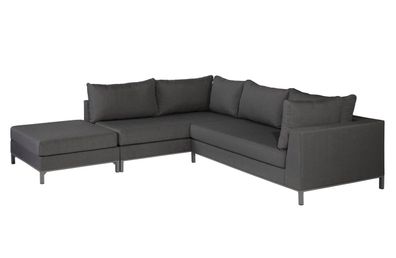 Gartenecksofa Sicilie mit Kissen Links, Dunkelgrau 262x246x60 cm