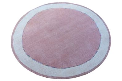 Teppich Original Nepal Rund Handgeknüpft Tappeto 150x150 cm 100% Wolle Rug Rosa